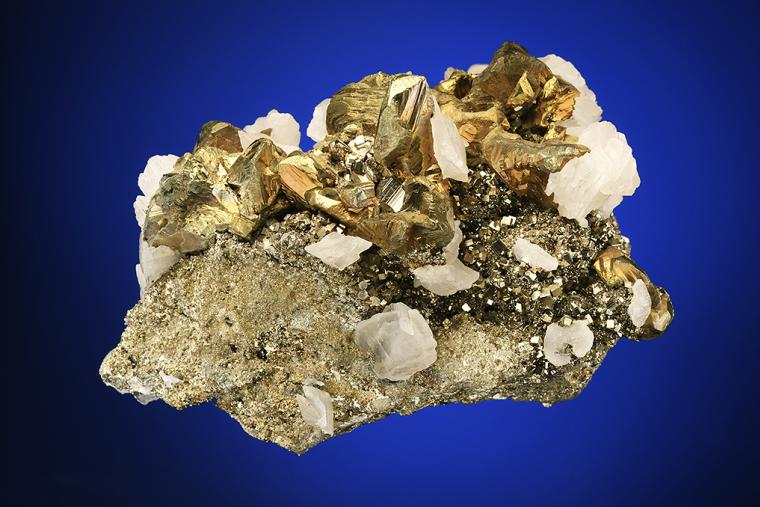 CHALCOPYRITE with CALCITE on PYRITE
